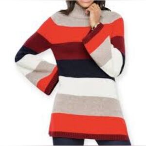 Ann Taylor Wool Blend Stripe Tunic Sweater Size Medium